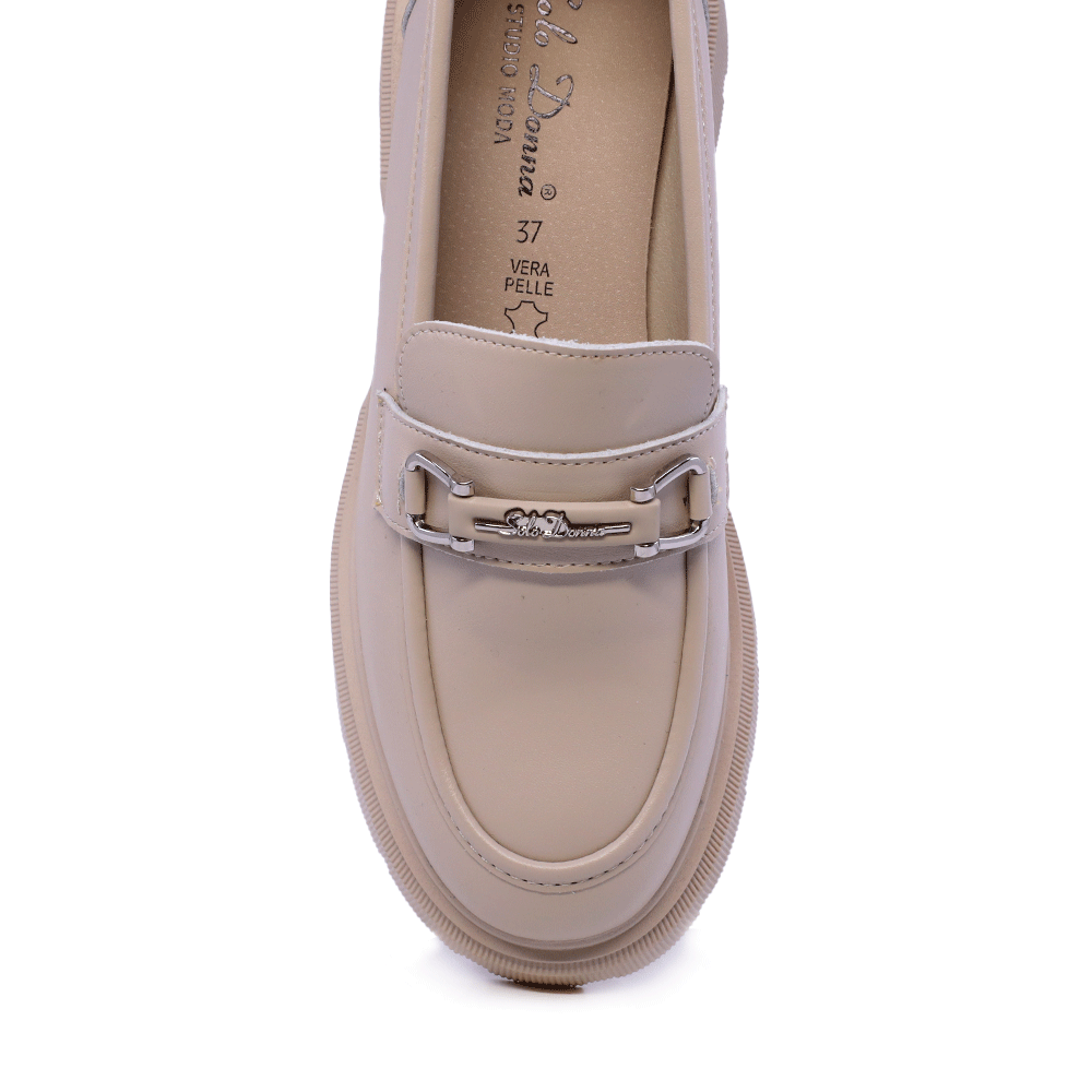 Pantofi tip loafer femei Solo Donna bej din piele 2541DP9576BE