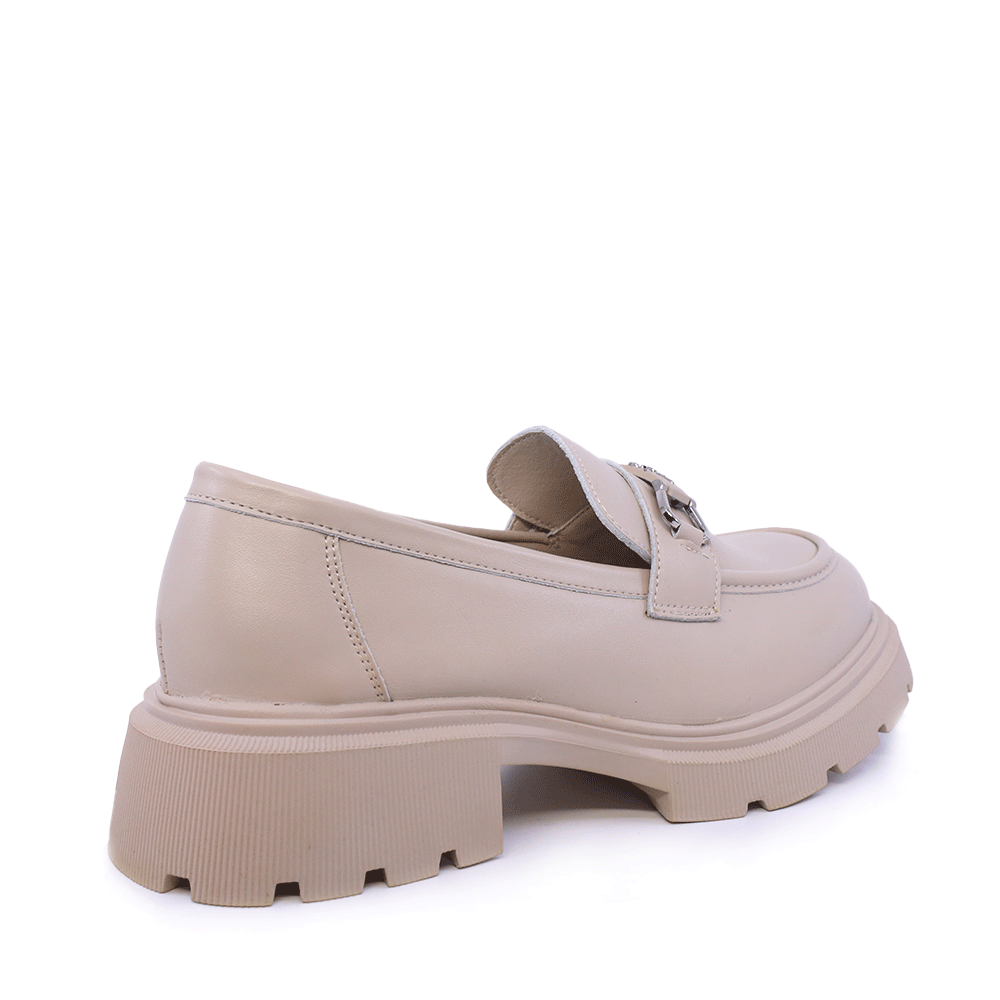 Pantofi tip loafer femei Solo Donna bej din piele 2541DP9576BE