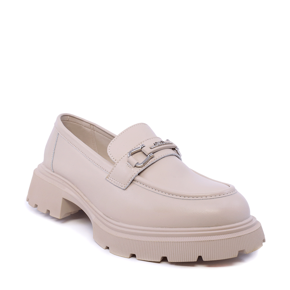 Pantofi tip loafer femei Solo Donna bej din piele 2541DP9576BE