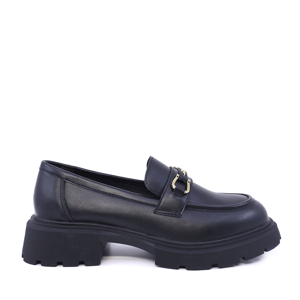 Pantofi tip loafer femei Solo Donna negri din piele 2541DP9576N