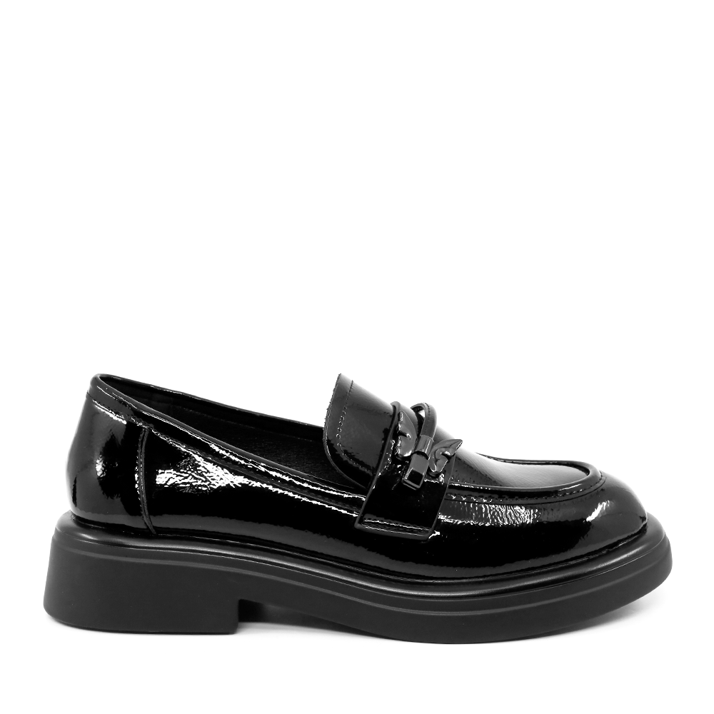 Pantofi tip loafer femei Solo Donna negri din piele lăcuită 2541DP9995LN