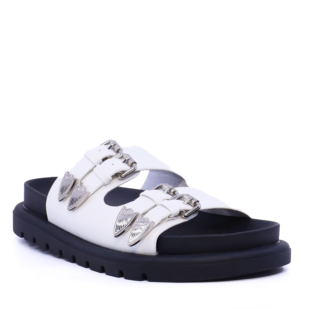 Saboți cu accesorii și catarame metalice femei Solo Donna albi 2741DST8212A - imagine 2