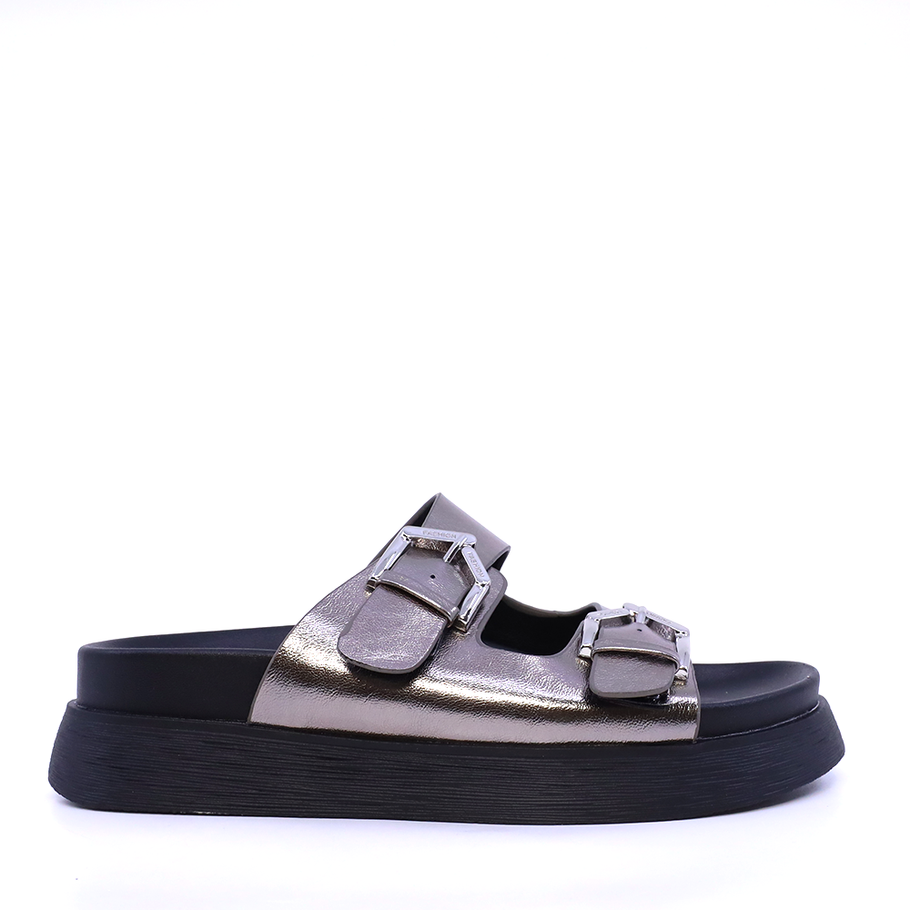 Saboți cu catarame metalice femei Solo Donna gri metalizat 2741DST7577CF