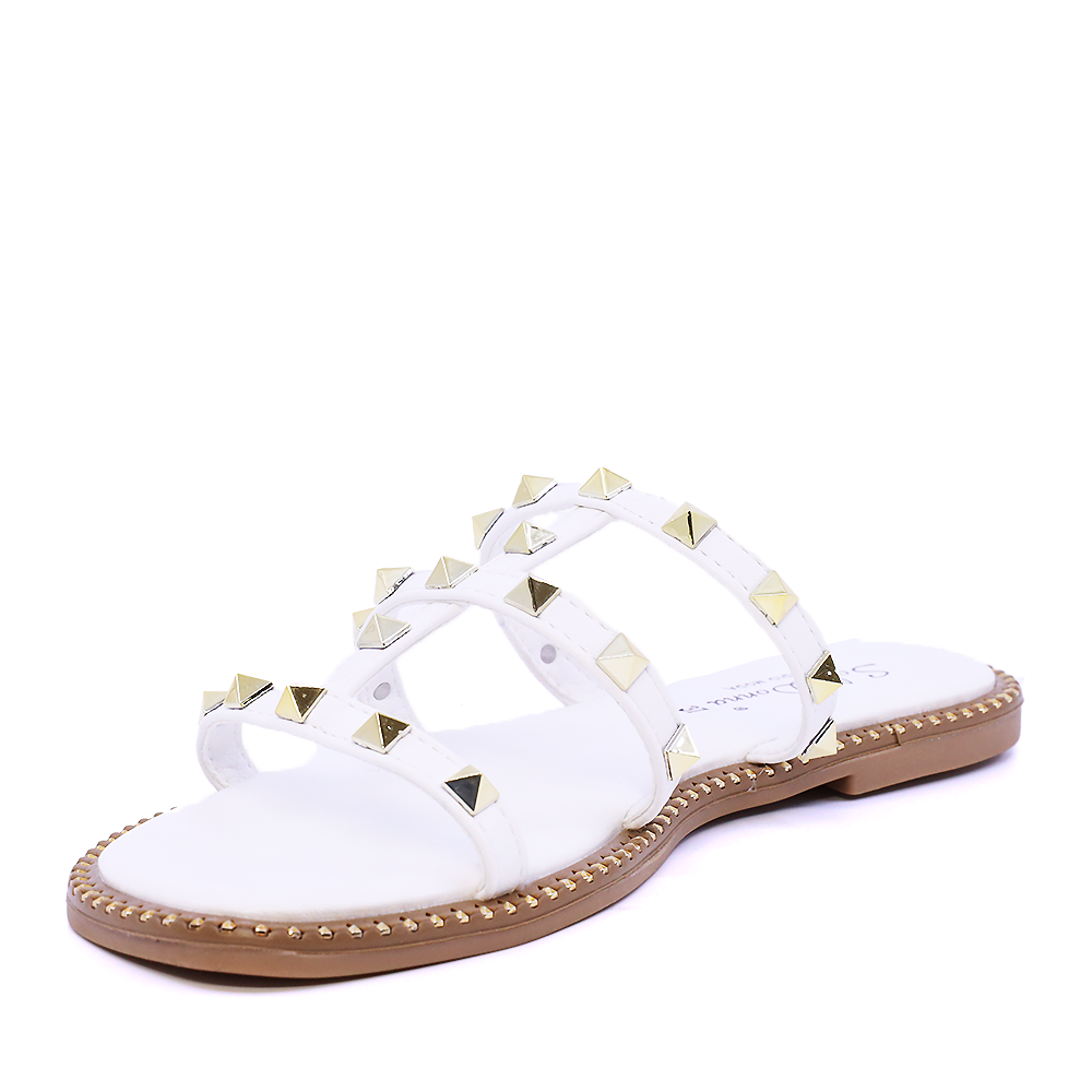 Solo Donna women's white clogs with studs 2549DST9224A