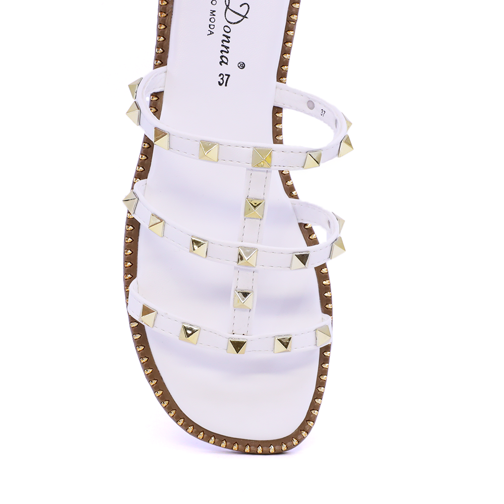 Solo Donna women's white clogs with studs 2549DST9224A