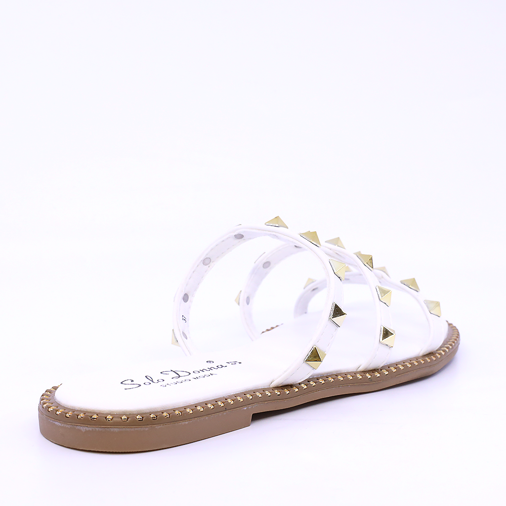 Solo Donna women's white clogs with studs 2549DST9224A