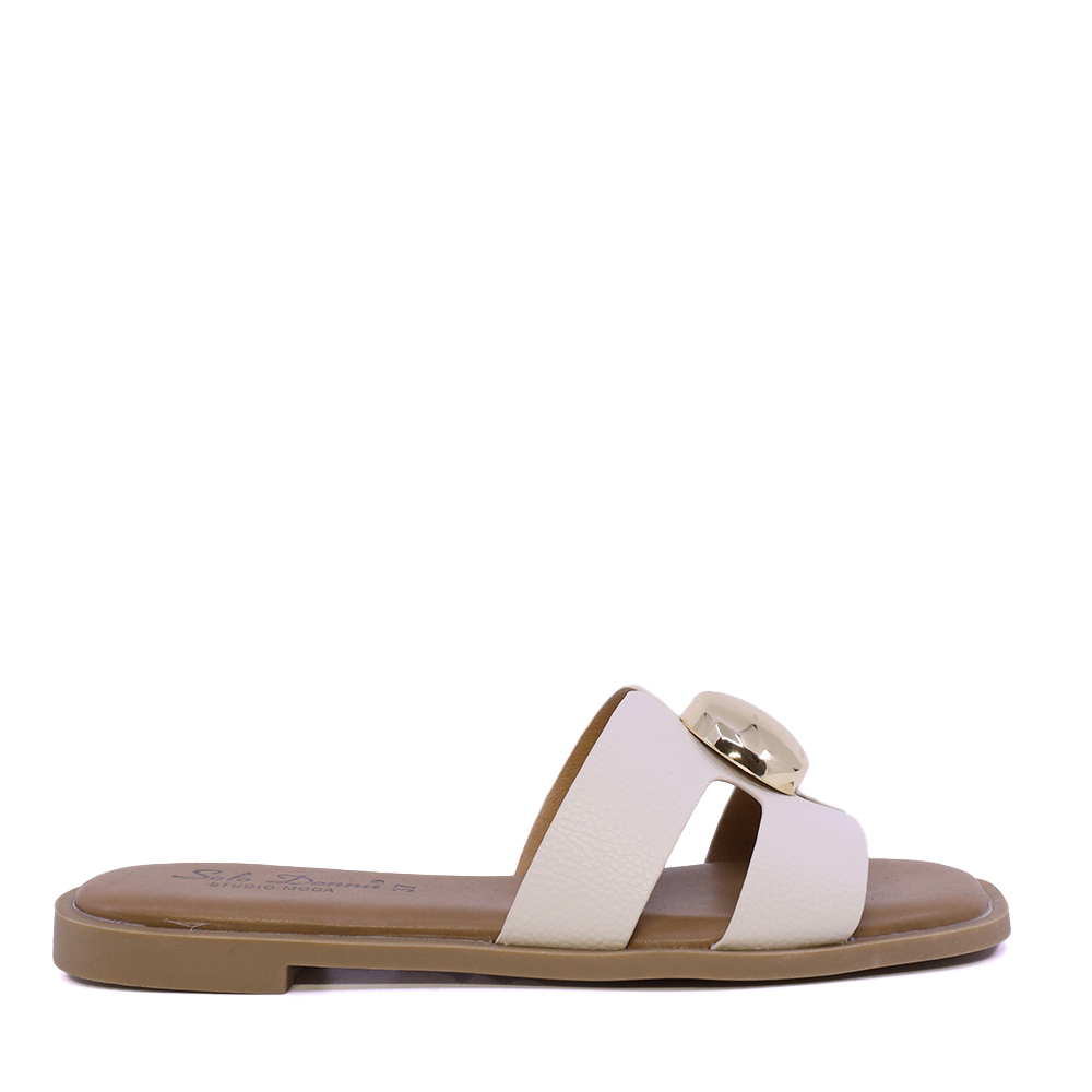 Saboți femei Solo Donna bej cu accesoriu deco 2541DST9111BE