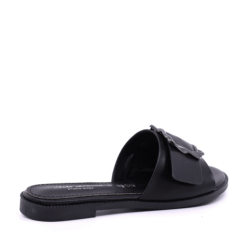 Solo Donna black women's clogs with front accessory 1169DST2130N