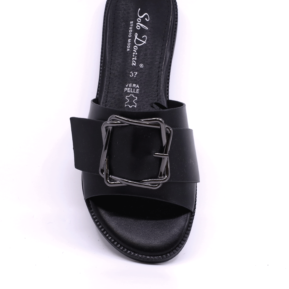 Solo Donna black women's clogs with front accessory 1169DST2130N