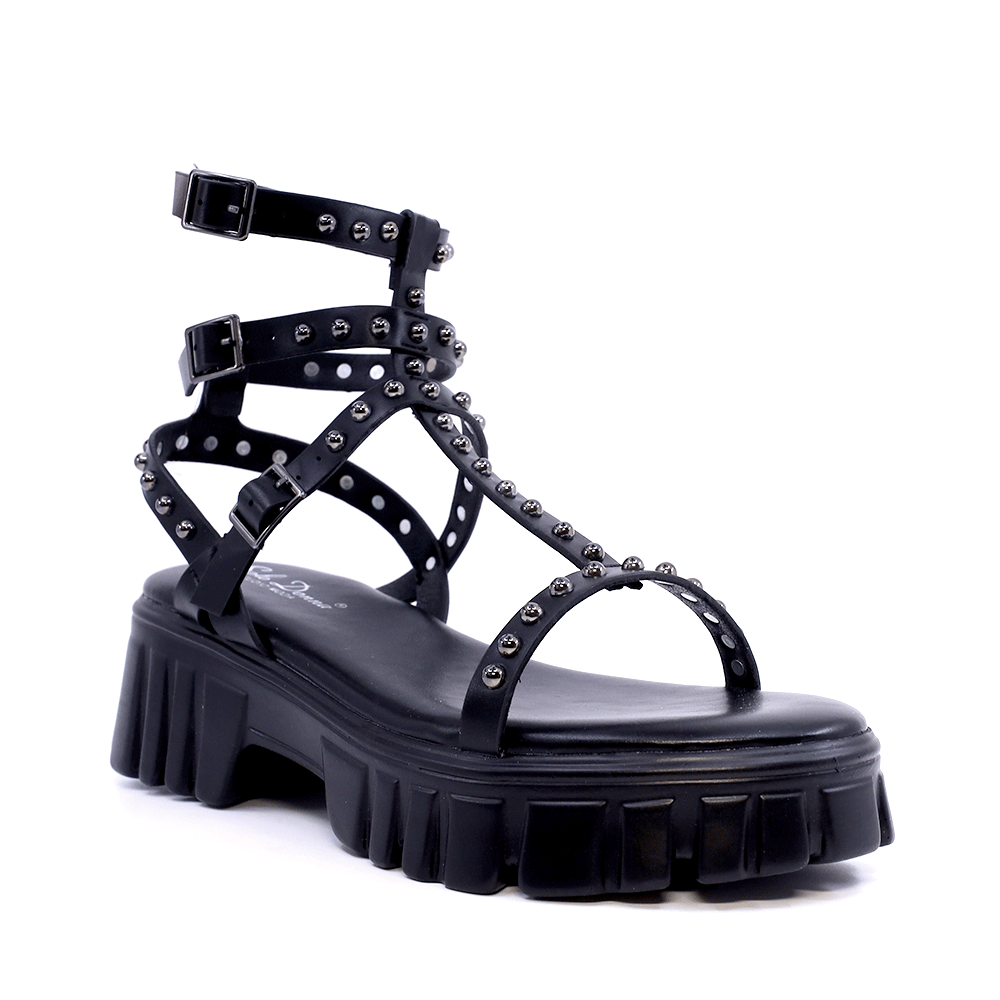 Sandale chunky  femei Solo Donna negre cu accesorii  2851DS23063N