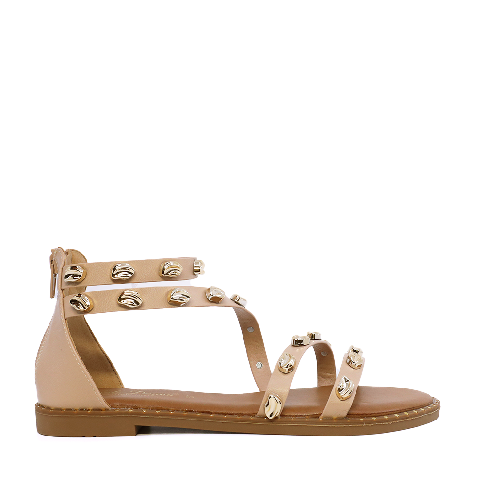 Sandale cu accesorii deco femei Solo Donna bej 2741DS8624BE