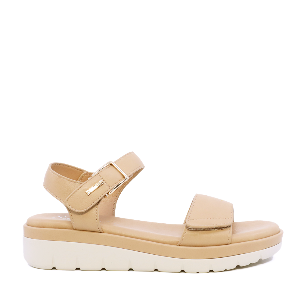 Sandale cu baretă frontală reglabilă femei Solo Donna bej 2741DS9582BE