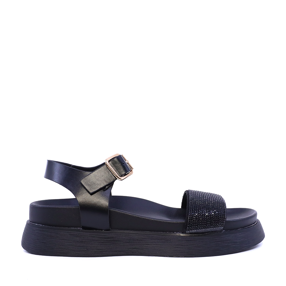 Sandale cu ștrasuri femei Solo Donna negre 2741DS7574N