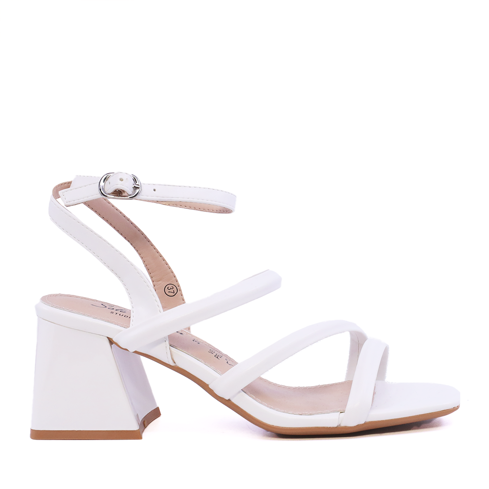 Sandale cu toc conic femei Solo Donna albe 1161DS4100A