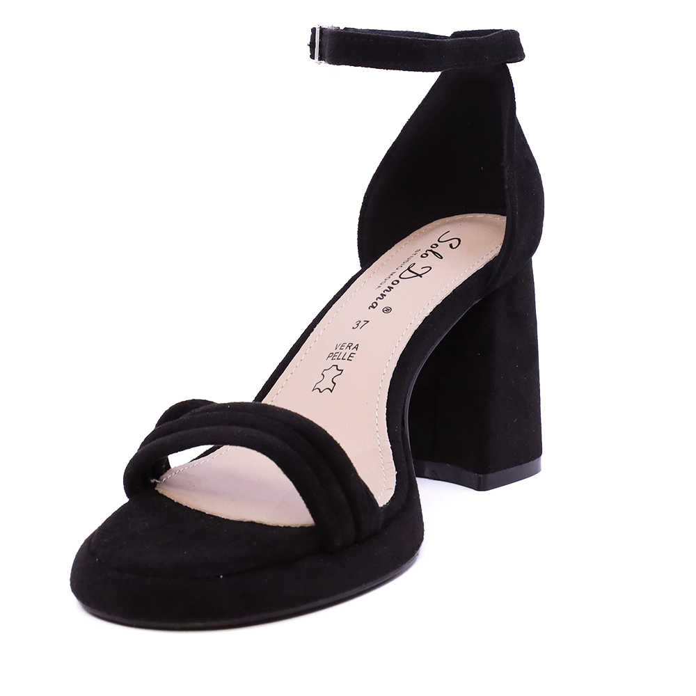 Sandale cu toc conic femei Solo Donna negre 1161DS1720VN