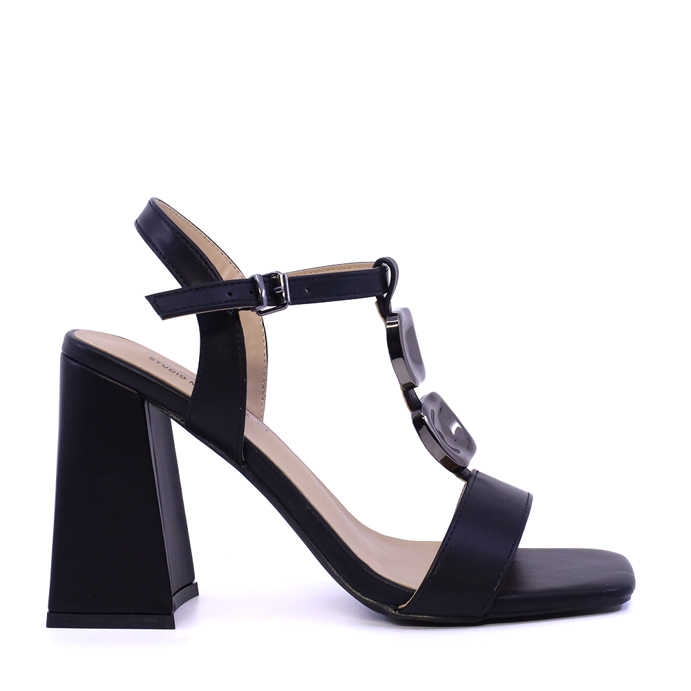 Sandale cu toc conic femei Solo Donna negre 2541DS8539N