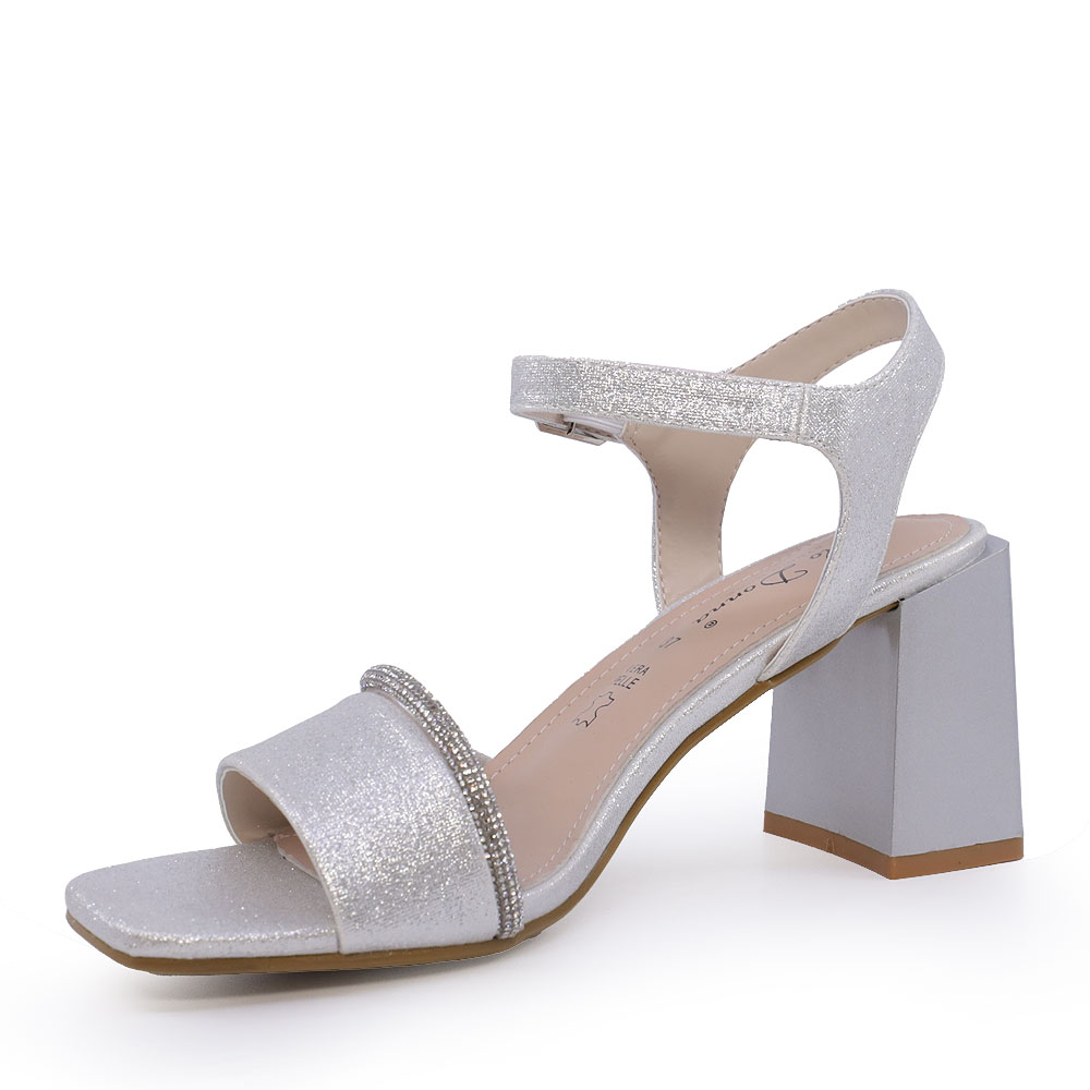 Sandale femei Solo Donna argintii cu toc mediu 1169ds1100ag