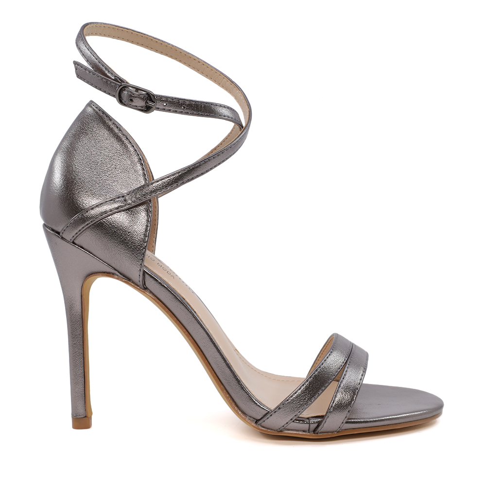 Sandale femei Solo Donna gri metalizat cu toc 2545DS5236CF