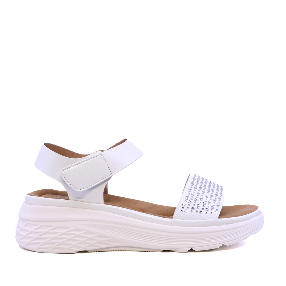 Sandale ușoare femei Solo Donna albe cu ștrasuri 2741DS3895A