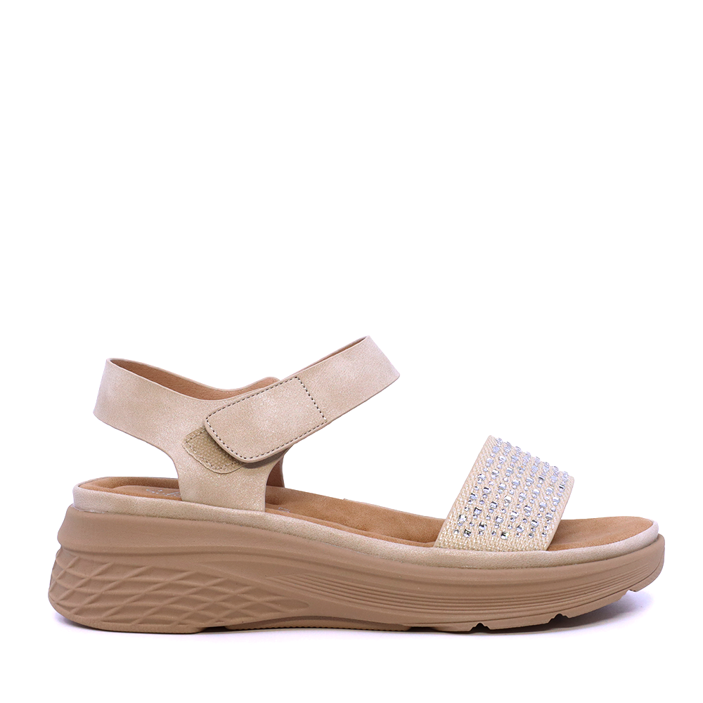 Sandale ușoare femei Solo Donna bej cu ștrasuri 2741DS3895BE