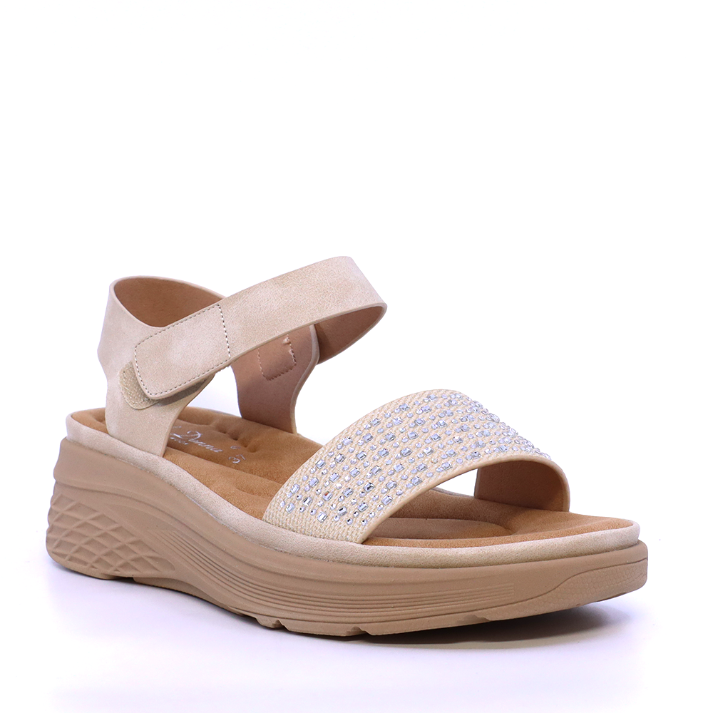 Sandale ușoare femei Solo Donna bej cu ștrasuri 2741DS3895BE - imagine 2