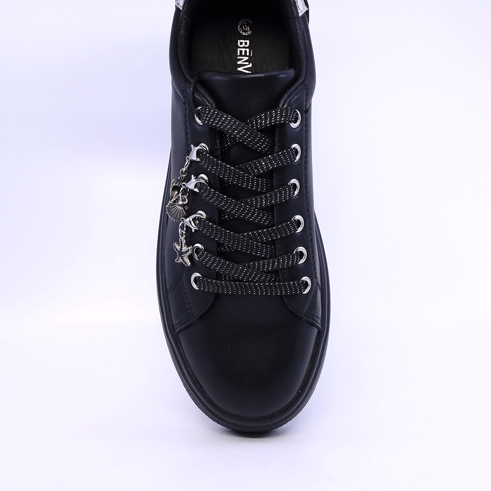 Sneakers femei Benvenuti negri din piele cu accesorii detașabile  2041DP2463N