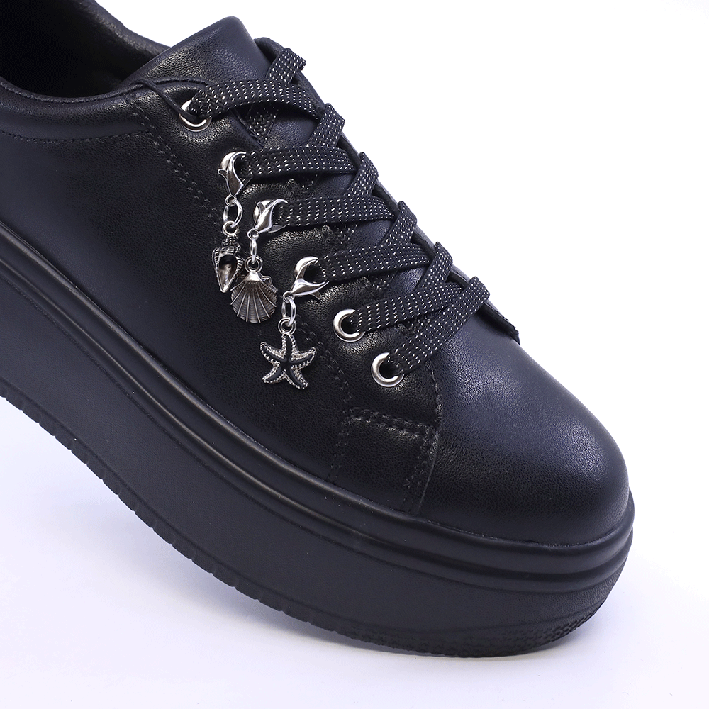 Sneakers femei Benvenuti negri din piele cu accesorii detașabile  2041DP2463N