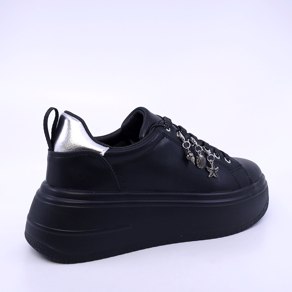 Sneakers femei Benvenuti negri din piele cu accesorii detașabile  2041DP2463N