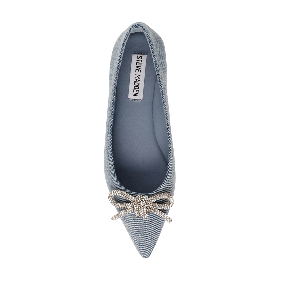 Balerini femei Steve Madden Elina albștri din textil cu ștrasuri 1467DBELINAJBL