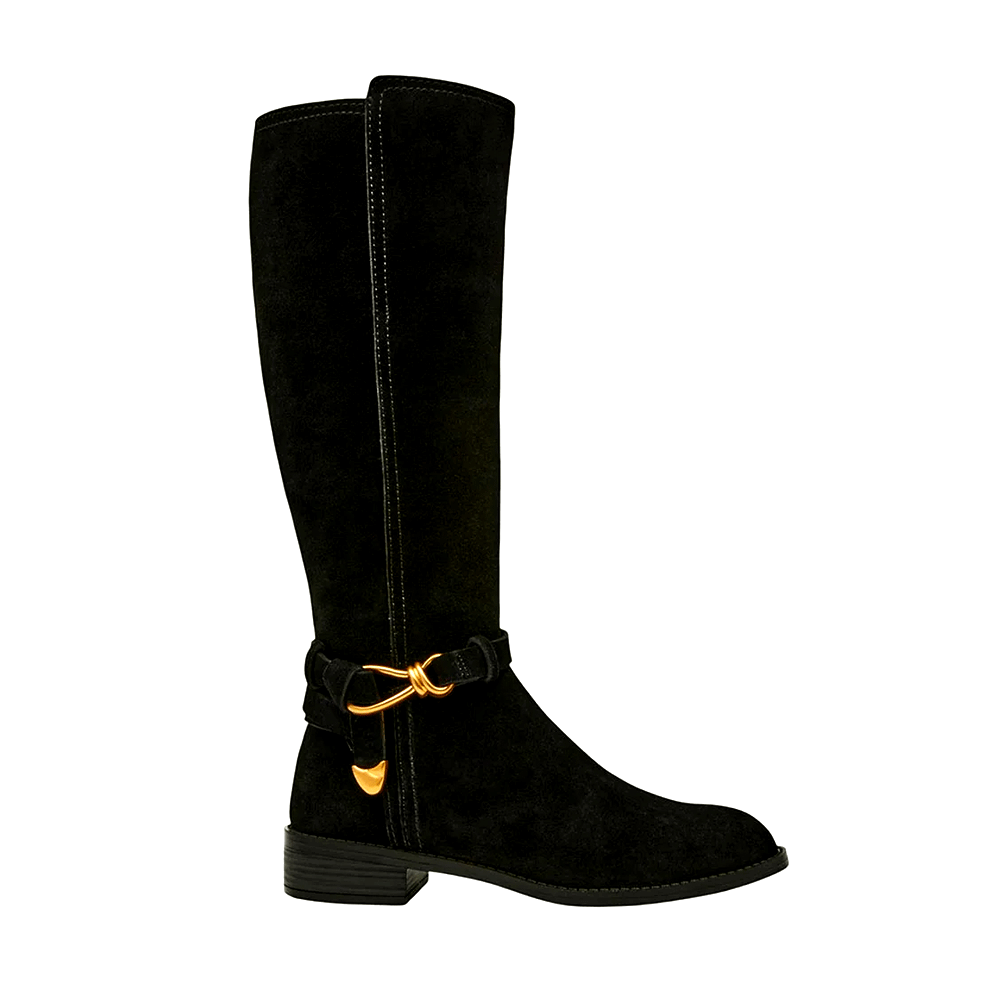 Cizme cu talpă joasă femei Steve Madden Xtreme negre din piele întoarsă 1460DCXTREMEVN