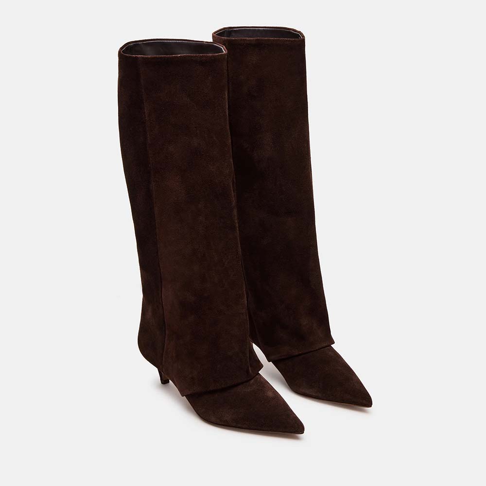 Cizme tubulare femei Steve Madden maro din piele întoarsă 1462DCLucaVM