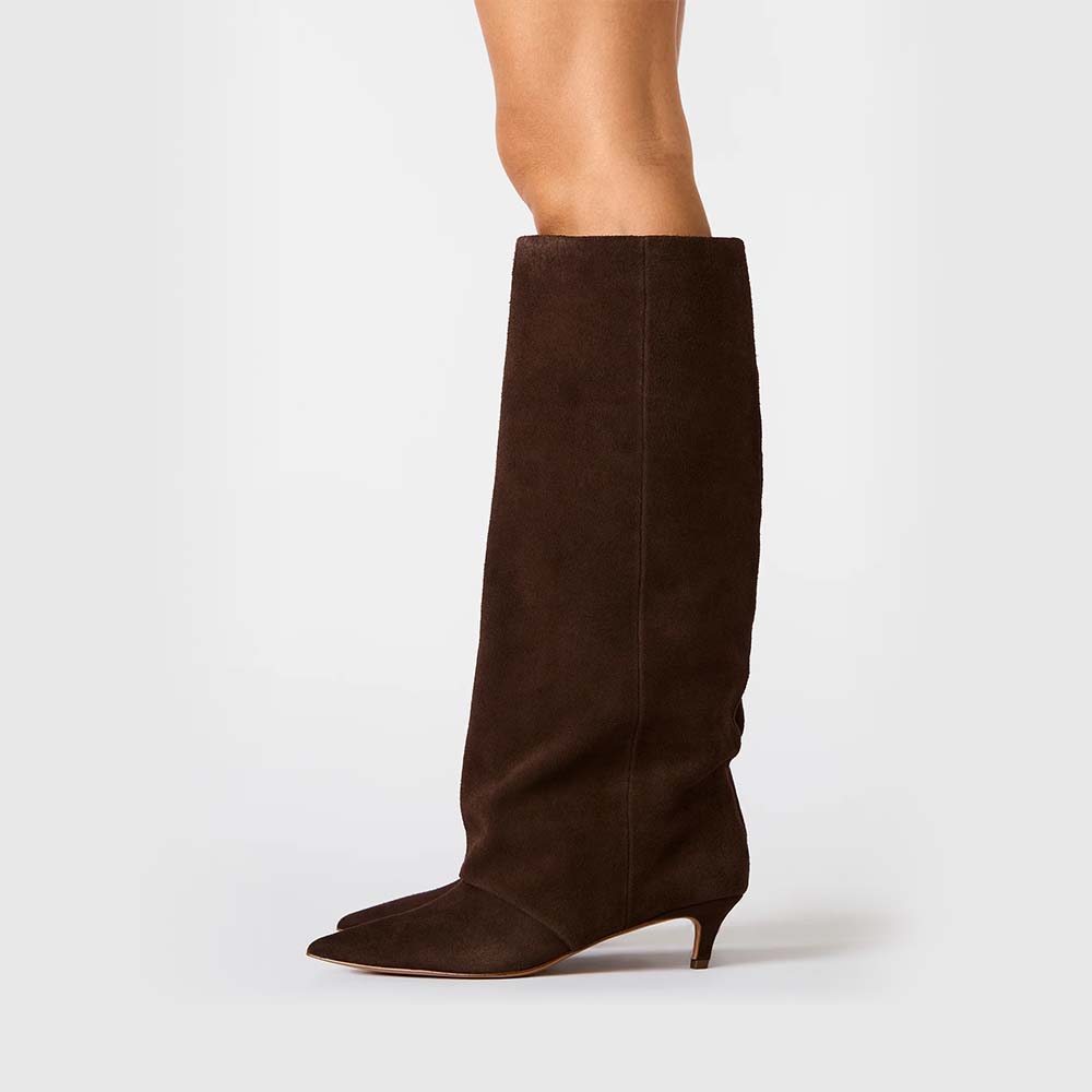 Cizme tubulare femei Steve Madden maro din piele întoarsă 1462DCLucaVM