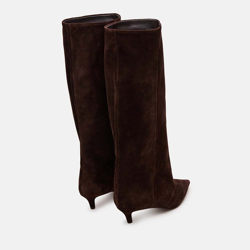 Cizme tubulare femei Steve Madden maro din piele întoarsă 1462DCLucaVM