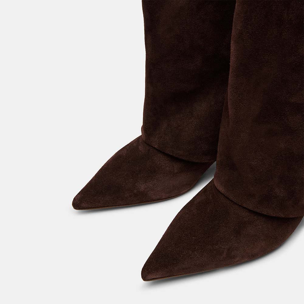 Cizme tubulare femei Steve Madden maro din piele întoarsă 1462DCLucaVM