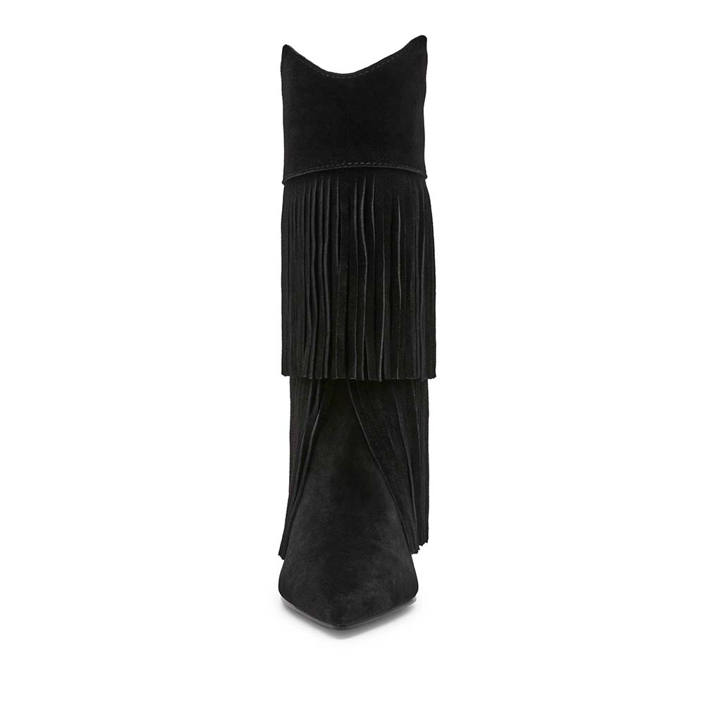 Cizme tubulare femei Steve Madden negre din piele întoarsă și textil 1462DCTorchVN