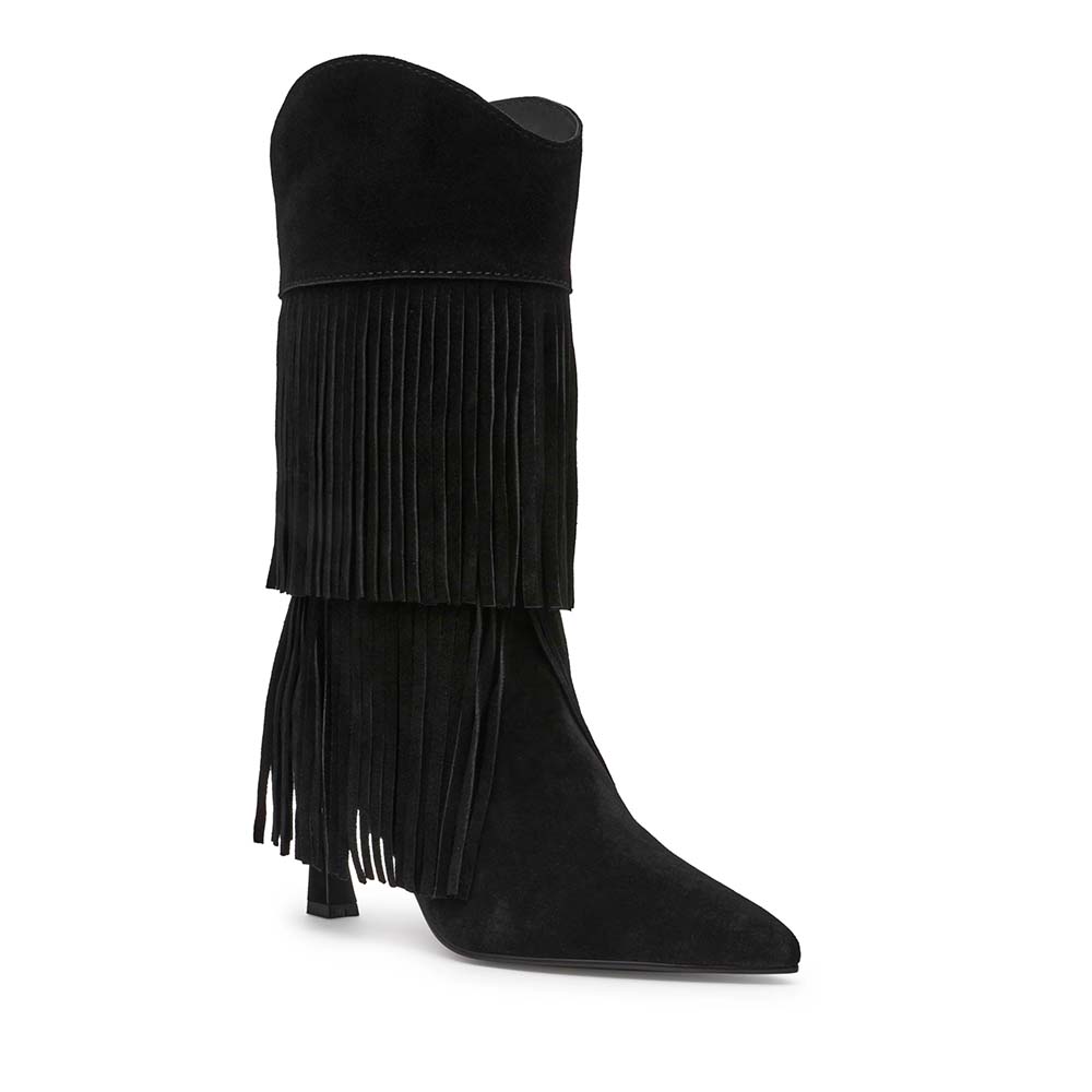 Cizme tubulare femei Steve Madden negre din piele întoarsă și textil 1462DCTorchVN