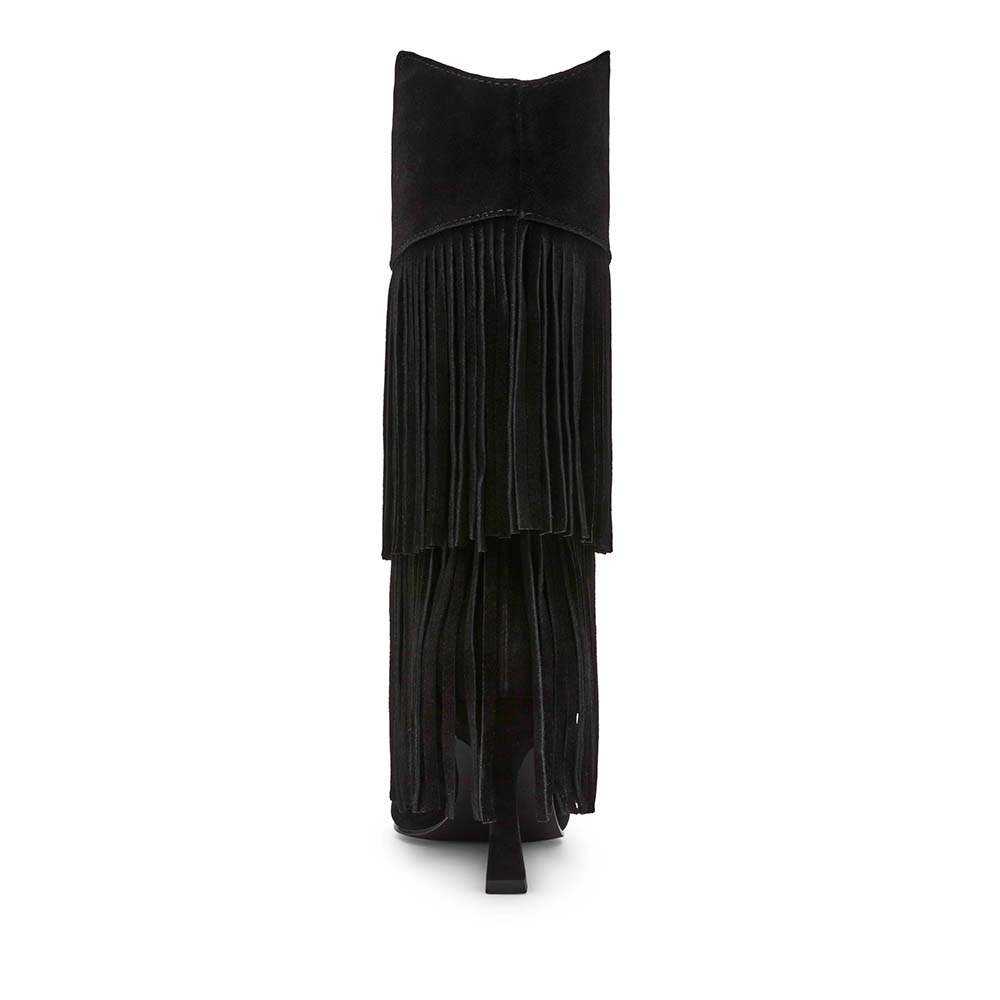 Cizme tubulare femei Steve Madden negre din piele întoarsă și textil 1462DCTorchVN
