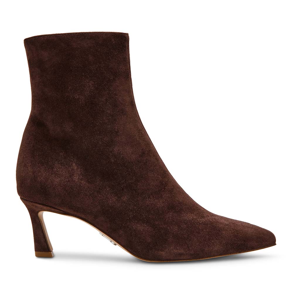 Ghete cu toc mic femei Steve Madden Lulah maro din piele întoarsă 1460DGLULAHVM