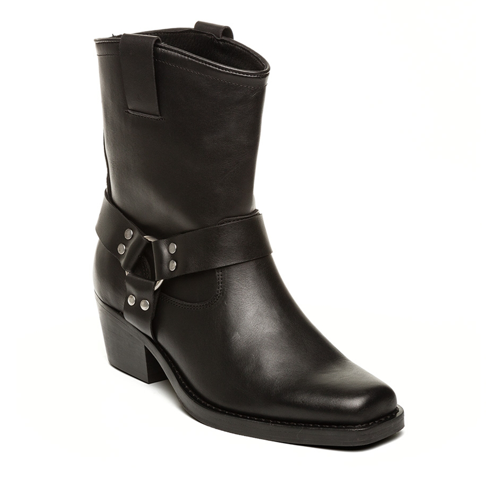 Ghete western femei Steve Madden Quintana negre din piele  1468DGQUINTANAN