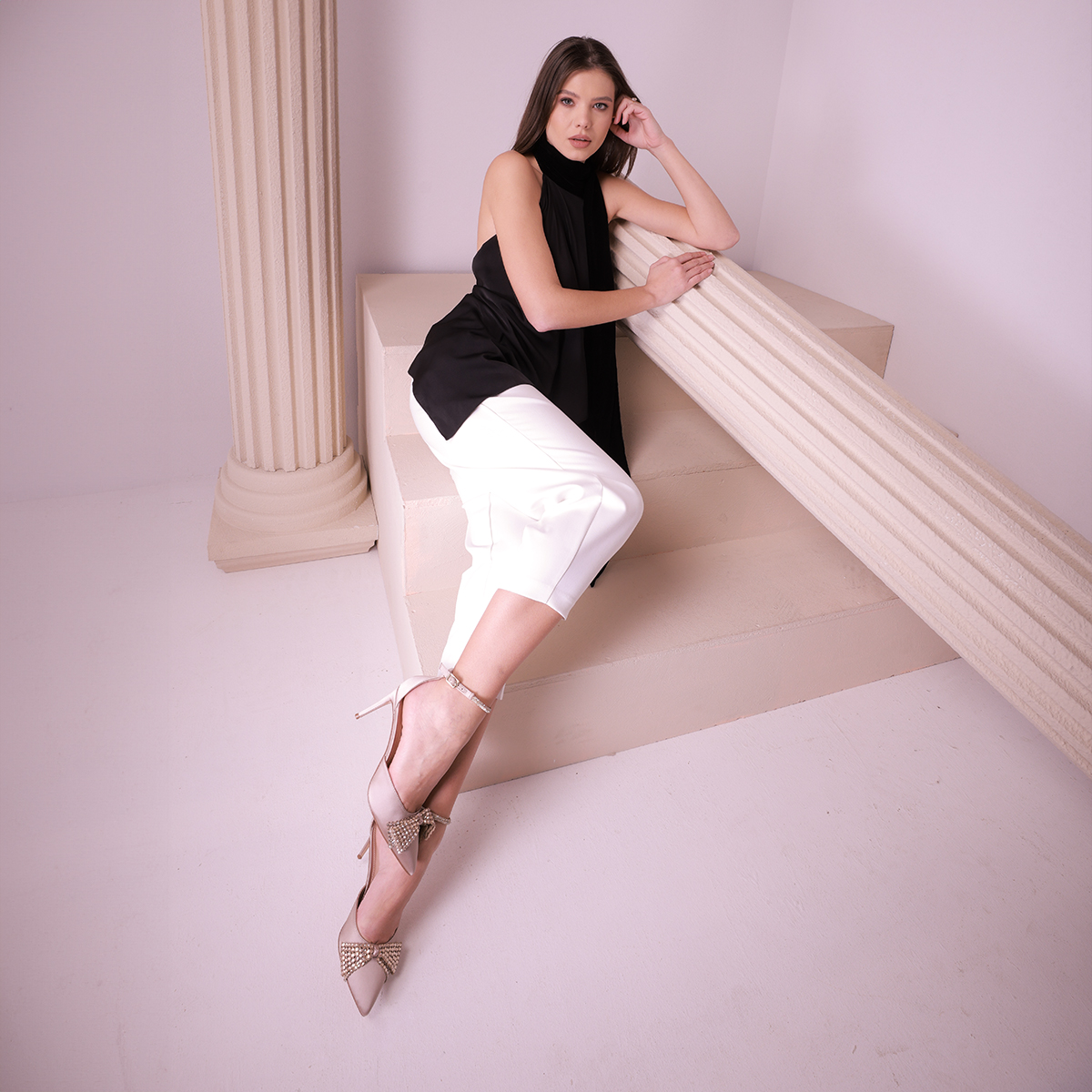 Pantofi stiletto D'Orsay femei Steve Madden Lastdance taupe cu ștrasuri 1461DDLASTDANCETA - imagine 2