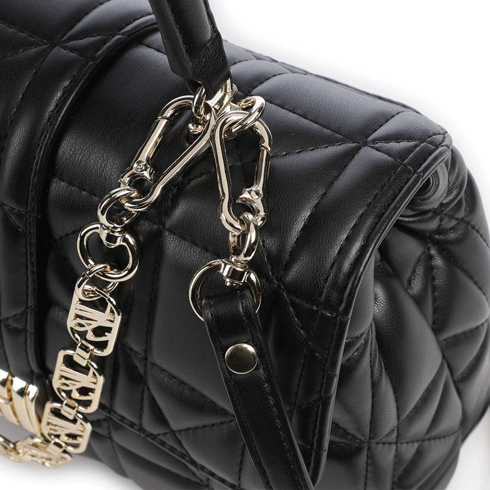 Poșetă satchel femei Steve Madden Vault neagră cu logo 1662POSSBvaultN