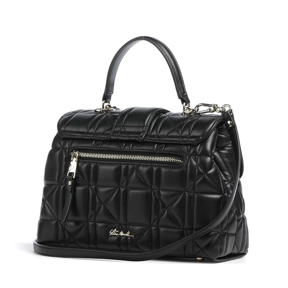 Poșetă satchel femei Steve Madden Vault neagră cu logo 1662POSSBvaultN