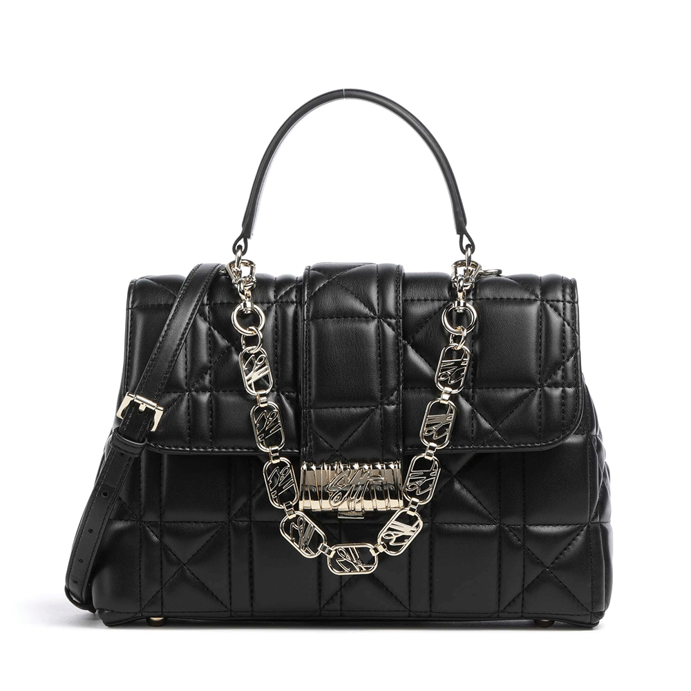 Steve Madden Poșetă satchel femei Steve Madden Vault neagră cu logo 1662POSSBvaultN
