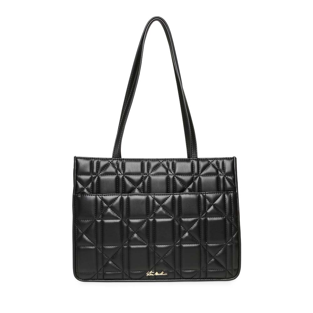 Poșetă tote femei Steve Madden Silvo neagră cu logo 1662POSSBsilvoN