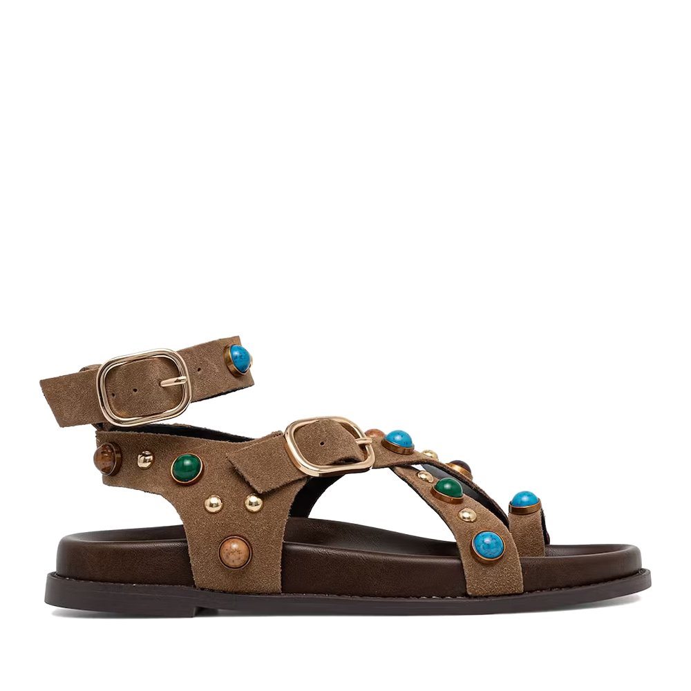 Sandale femei Steve Madden Linear taupe din piele întoarsă 1461DSLINEARVTA