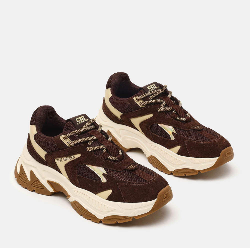 Sneakers femei Steve Madden maro din piele și textil   1461DPAMPLEVM - imagine 2