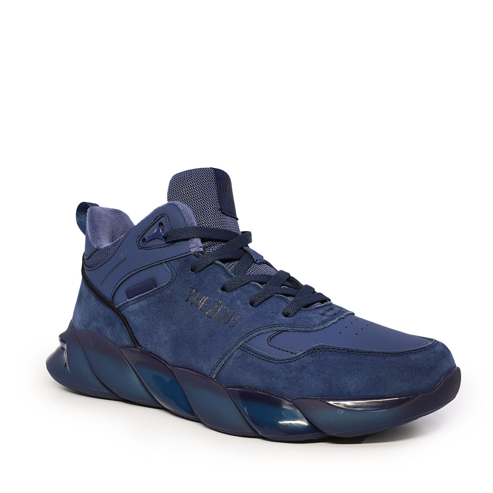 Sneakers high top  bărbați Thezeus bleumarin din piele întoarsă 3730bg1144vbl