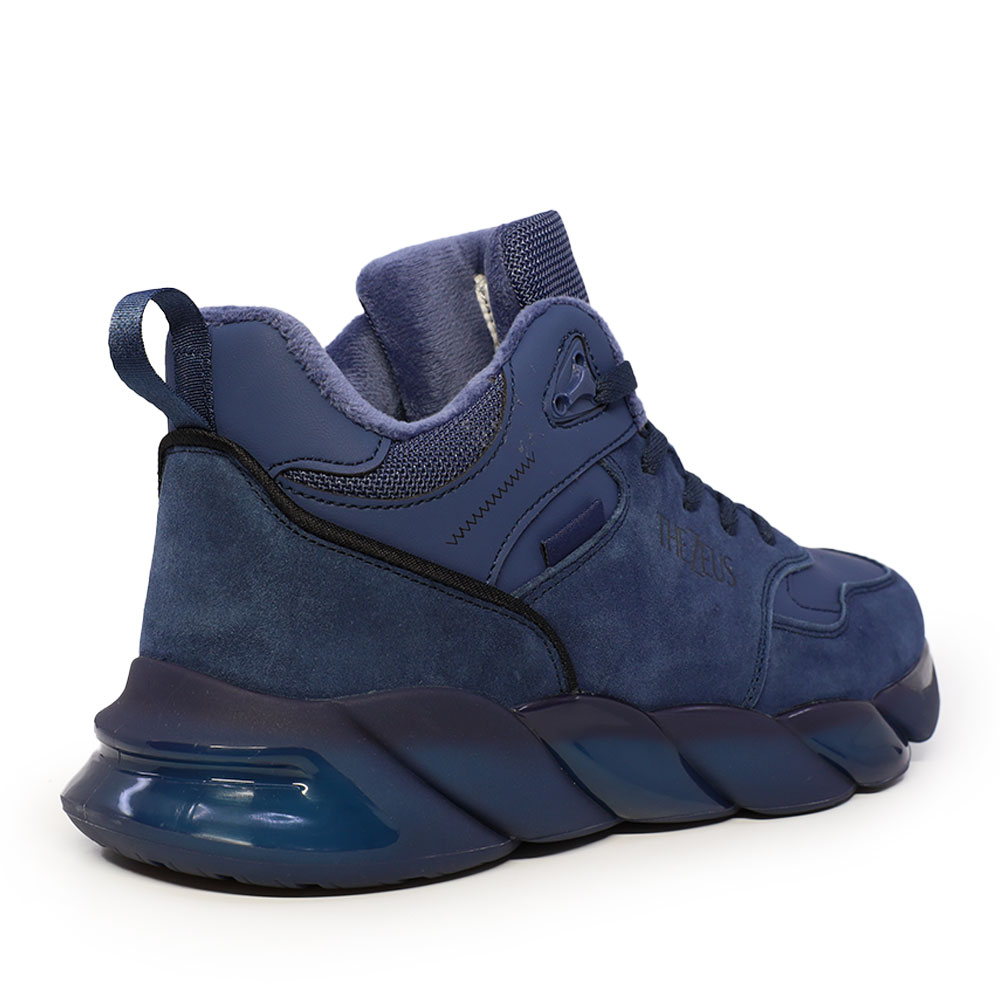 Sneakers high top  bărbați Thezeus bleumarin din piele întoarsă 3730bg1144vbl