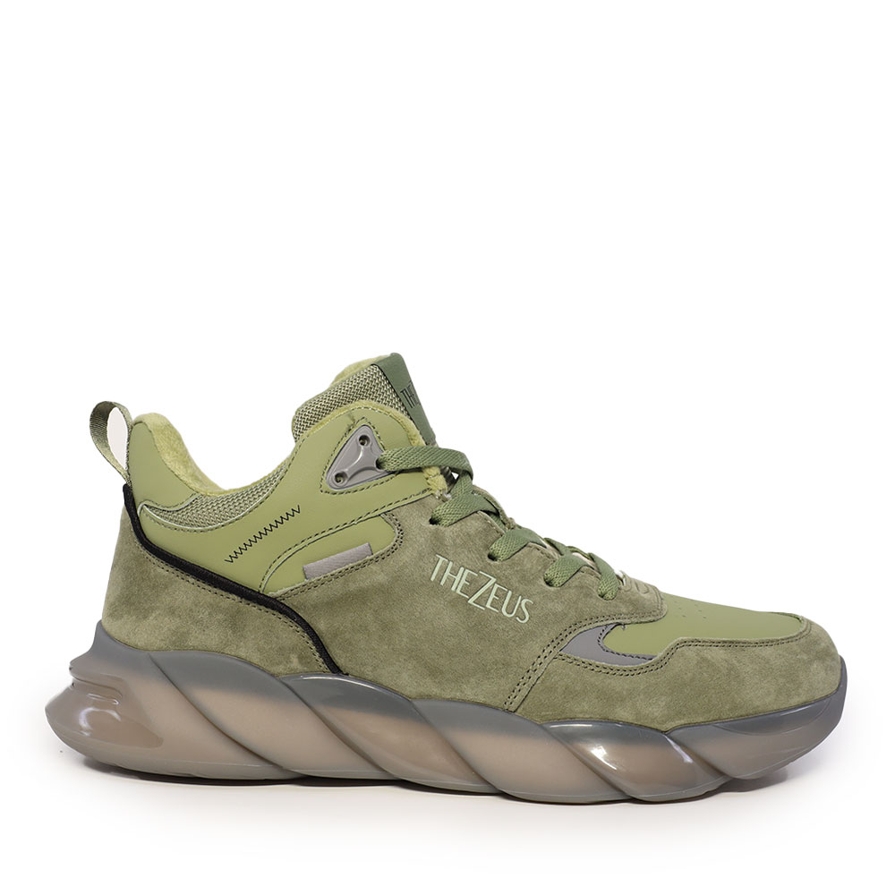 btn25 Thezeus Sneakers high top bărbați Thezeus verzi din piele întoarsă