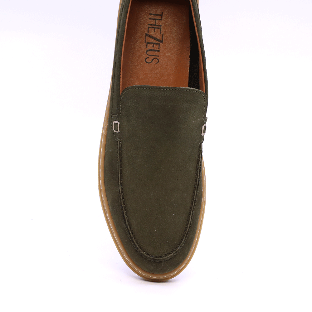Men's Thezeus green nubuck leather loafers 2109BM18004V